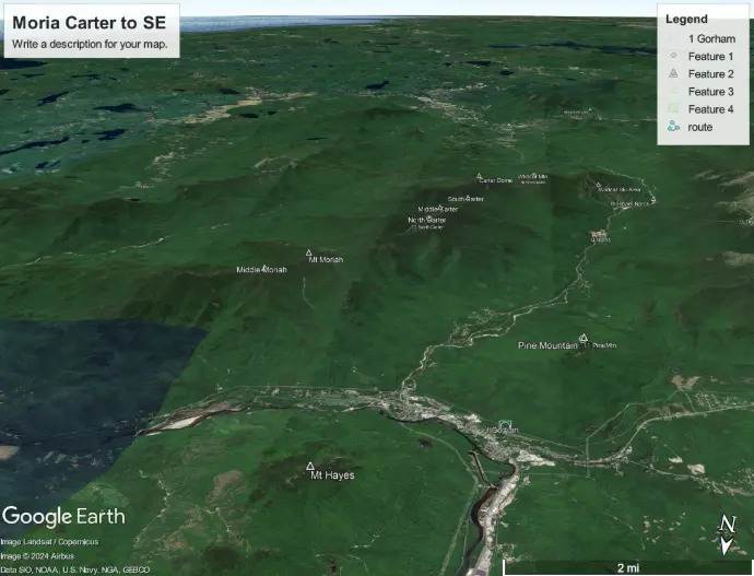 Aerial view of the Moriah and Carter ranges looking southeast
