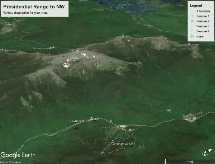 Aerial view of the Presidential Range looking northwest