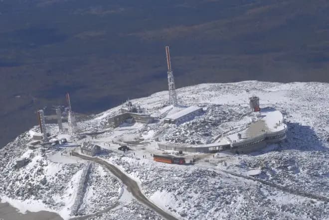 The Mount Washington summit and observatory from the air